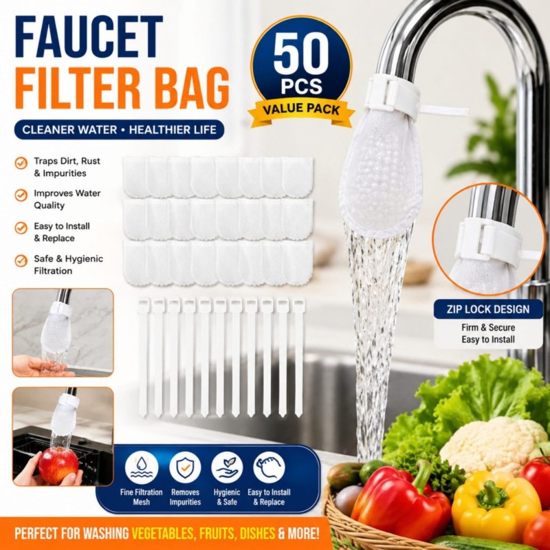  50Pcs Anti-splash Cotton Thickened Filter High-density Universal Faucet Filter (with 10pcs T-strap)